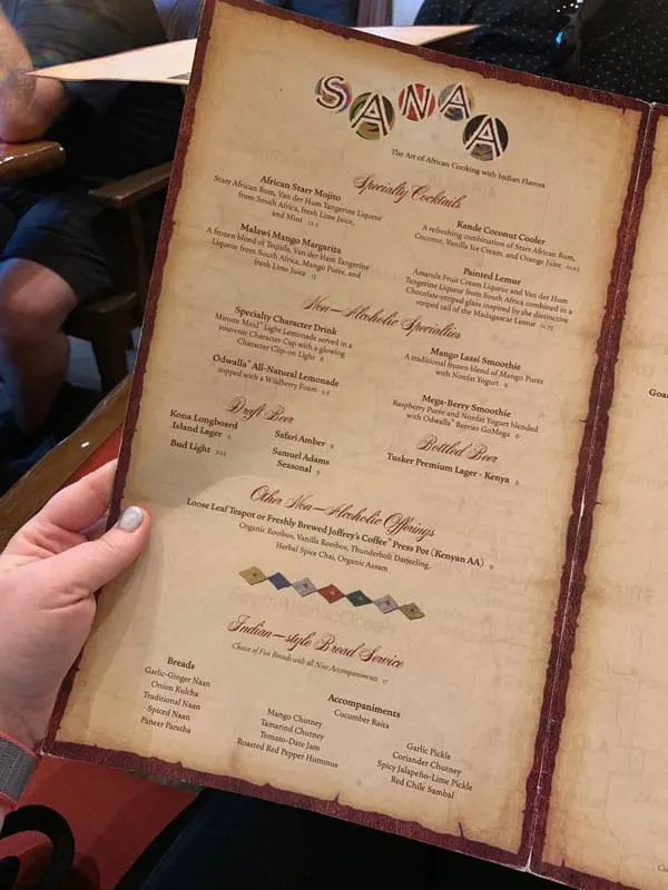 Sanaa Menu