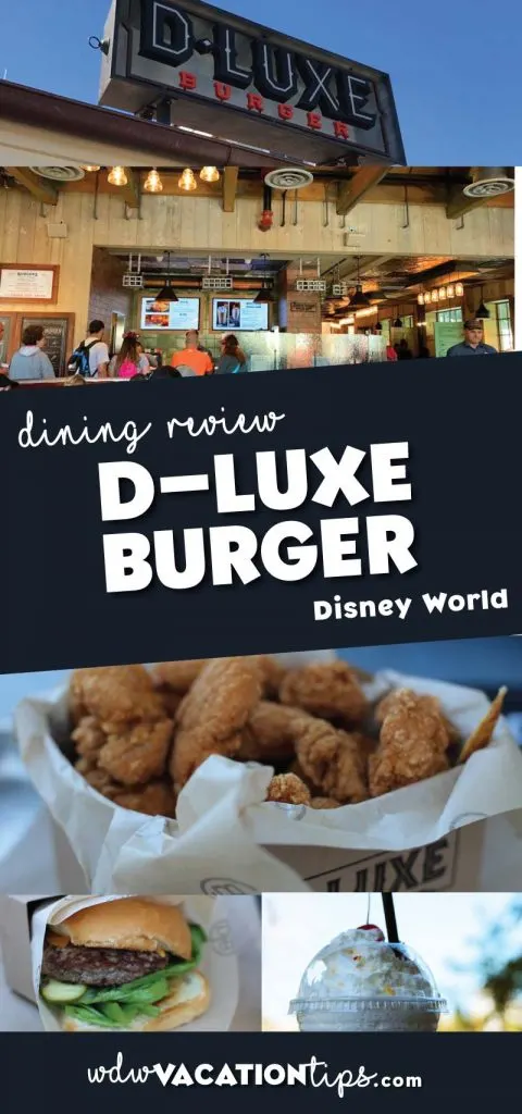 D-Luxe Burger is located in the heart of Disney Springs at Walt Disney World and to no surprise serves up burgers and fries.