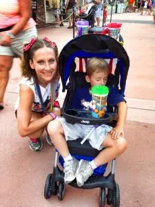 Kid in stroller at Disney World