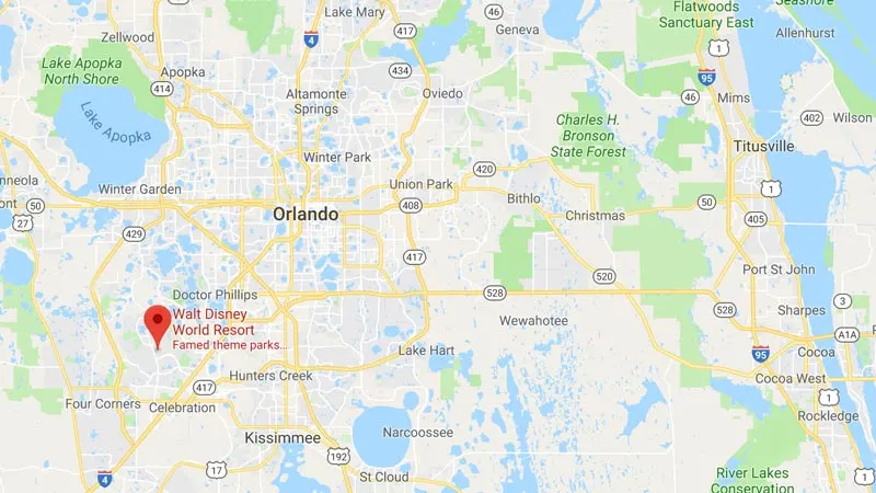 Map of Walt Disney World Orlando Florida