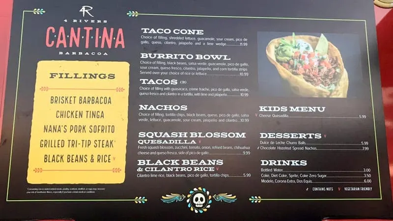 4 rivere cantina menu