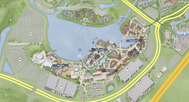 Printable Disney Springs Map - Disney Springs Parking Map 640x347